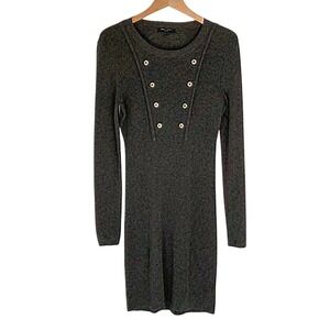 Romeo Juliet Couture Dress Gray Long Sleeve Button Detail  Sweater Dress Large